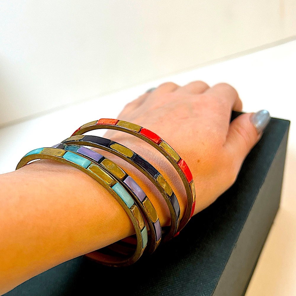 Vintage brass multicolor bracelet from India.